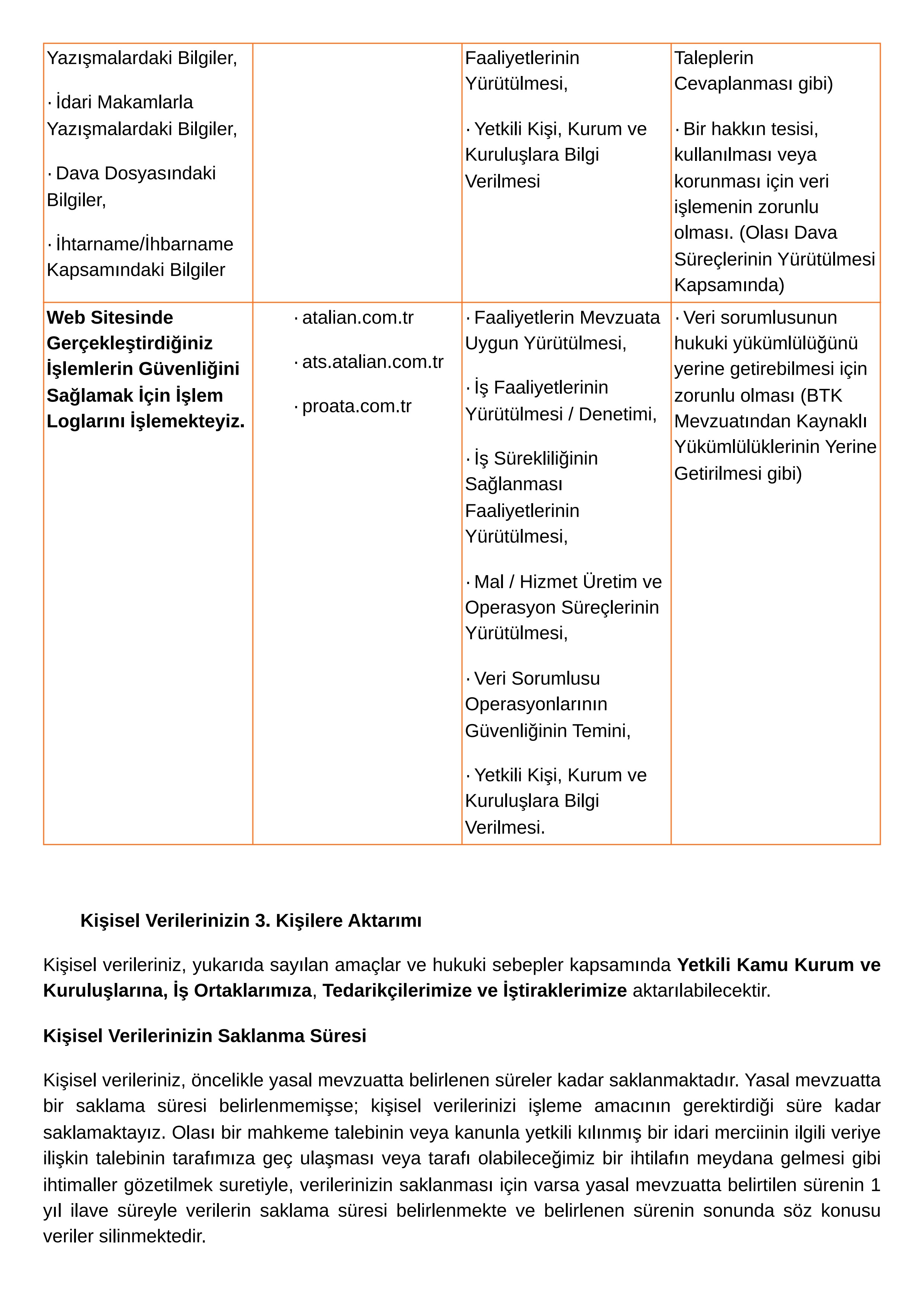 Kişisel Verilerin İşlenmesi Hakkında Aydınlatma Metni - 3